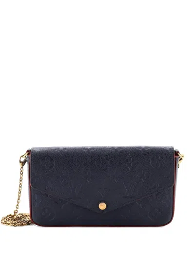 Pre-owned Louis Vuitton Felicie Pochette Monogram Empreinte Leather Crossbody Bag In Blue