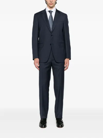 Canali Checked Suit In Blue