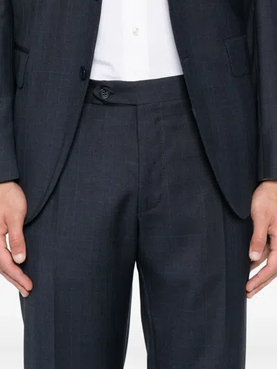 Canali Checked Suit In Blue