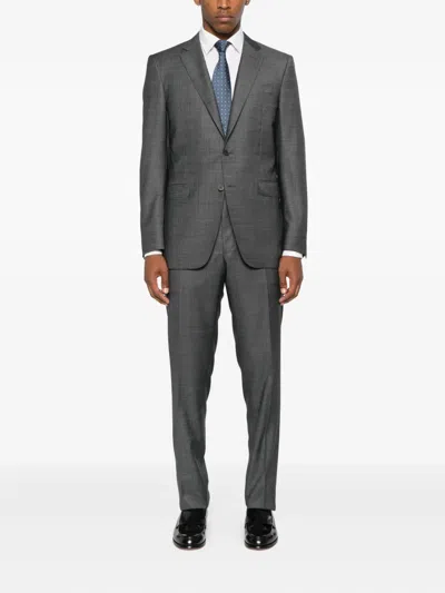 Canali Three-button Check Suit In Gray