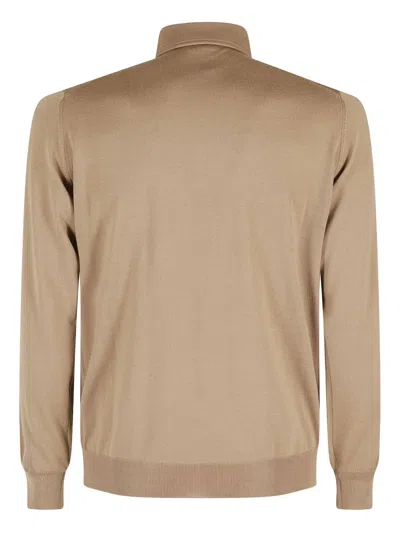 Filippo De Laurentiis Long-sleeve Polo Shirt In Brown