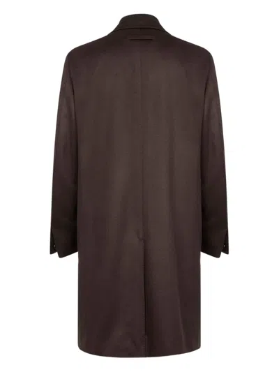 Zegna Brown Oasi Cashmere Overcoat With Bib In Brown