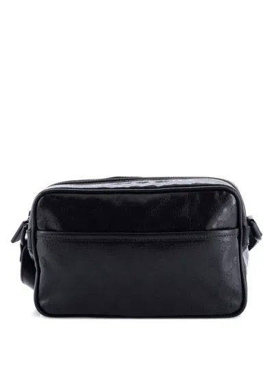 Pre-owned Gucci Front Pocket Camera Bag Gg Crystal Coated Canvas Mini Crossbody Bag In Black