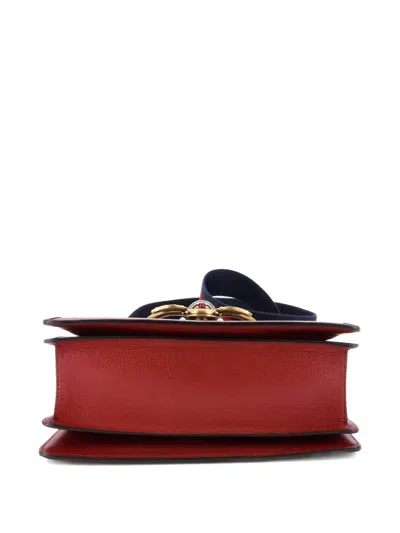 Pre-owned Gucci Queen Margaret Top Handle Bag Gg Coated Canvas With Leather Small Satchel In Red