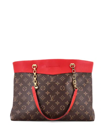 Pre-owned Louis Vuitton Pallas Shopper Monogram Canvas And Calfskin Tote Bag In Brown