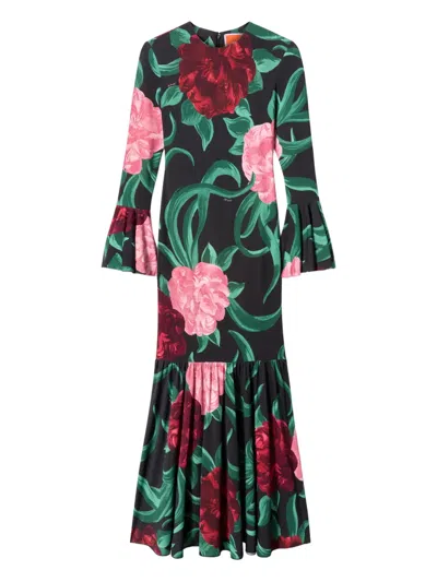 La Doublej La Double J Alba Floral-print Stretch-jersey Midi Dress In Multi