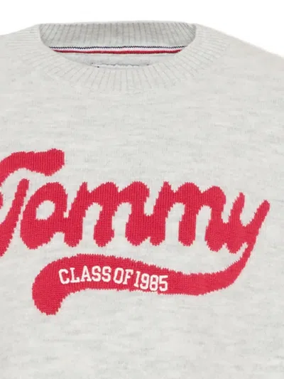 Tommy Hilfiger Junior Logo-intarsia Crew-neck Top In Gray