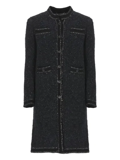 D Exterior Sequin-embellishment Coat In Black