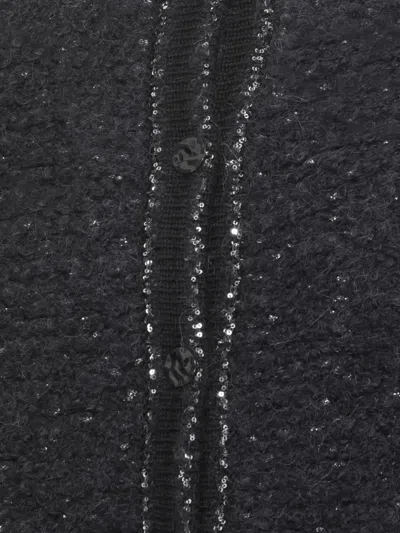 D Exterior Sequin-embellishment Coat In Black