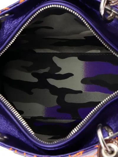 Pre-owned Dior Lady  Bag Anselm Reyle Cannage Quilt Leather Medium Satchel In Orange