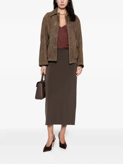 Santoro Pocket Button Jacket In Brown