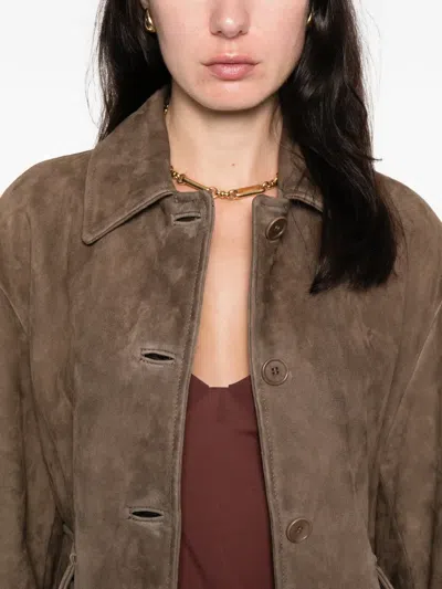 Santoro Pocket Button Jacket In Brown