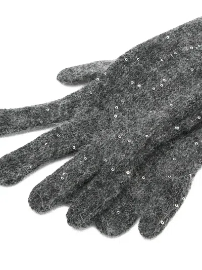 Brunello Cucinelli Sequin Gloves In Gray