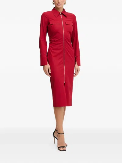 Patrizia Pepe Zipped Midi Dress In Red