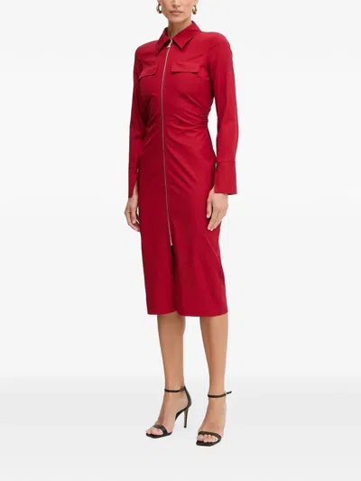 Patrizia Pepe Zipped Midi Dress In Red