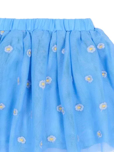 Stella Mccartney Floral-embroidered Skirt In Blue