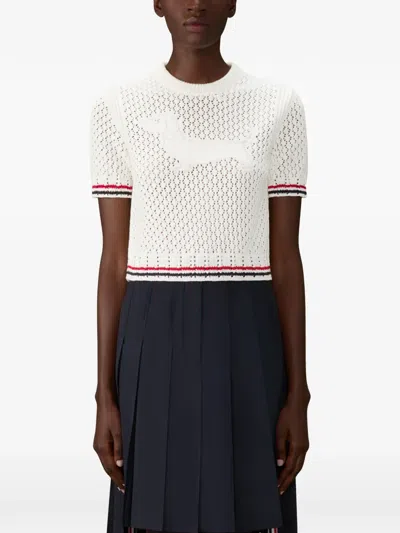 Thom Browne Hector Pointelle T-shirt In White