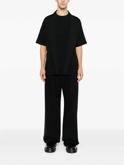 Medeea Lapels Cotton T-shirt In Black