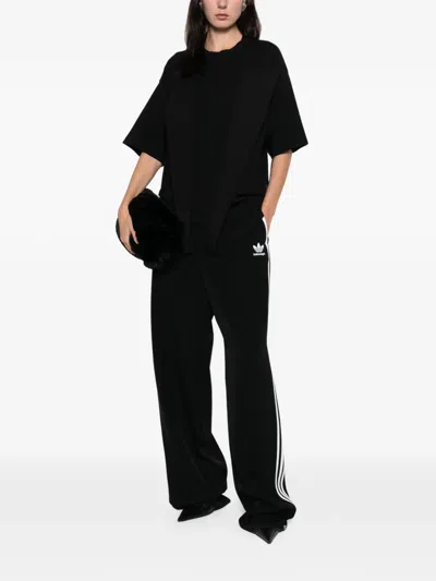 Medeea Lapels Cotton T-shirt In Black