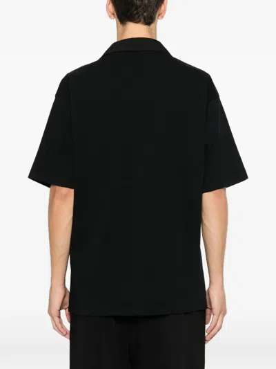 Medeea Lapels Cotton T-shirt In Black