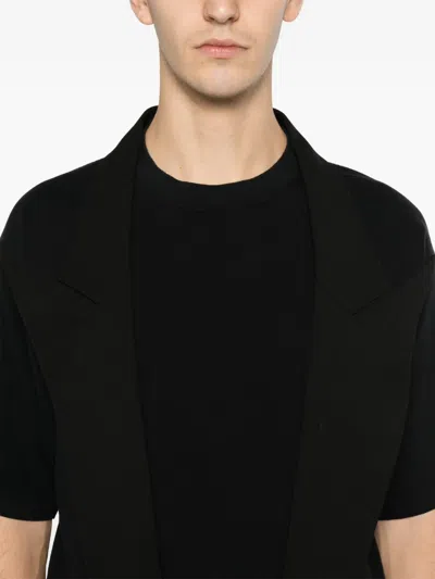 Medeea Lapels Cotton T-shirt In Black