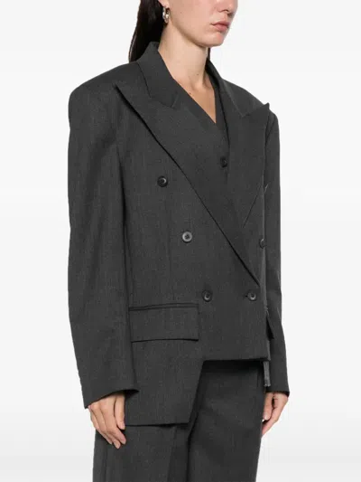 Medeea Trapezoid Asymmetrical Blazer In Brown