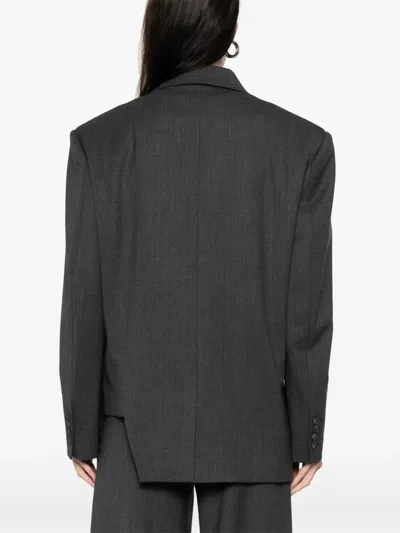 Medeea Trapezoid Asymmetrical Blazer In Brown