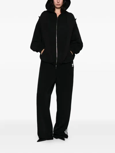 Medeea Lapels Zip Hoodie Jacket In Black