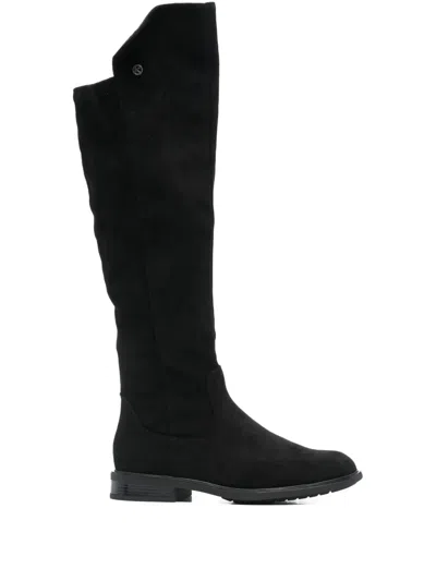 Keys Side Zip Calf Suede Knee-high Boots In Black