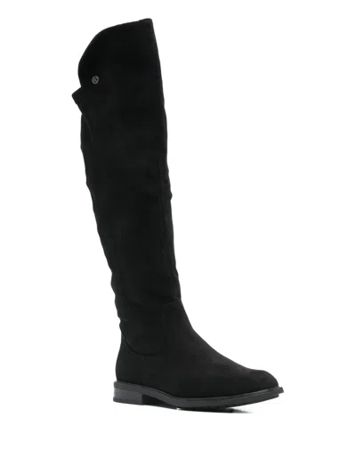 Keys Side Zip Calf Suede Knee-high Boots In Black