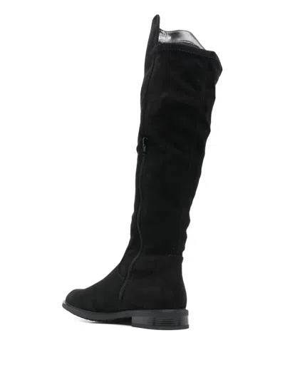 Keys Side Zip Calf Suede Knee-high Boots In Black