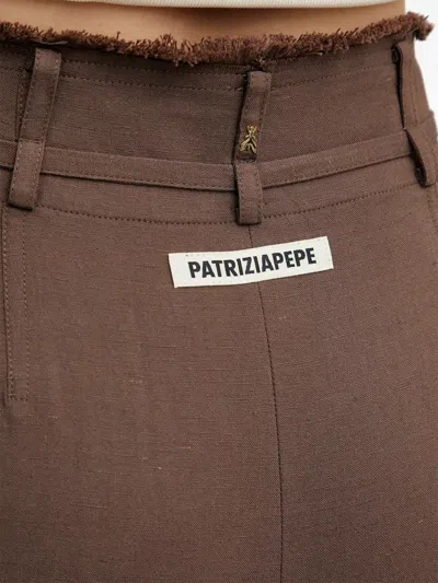 Patrizia Pepe Front-slit Midi Skirt In Brown