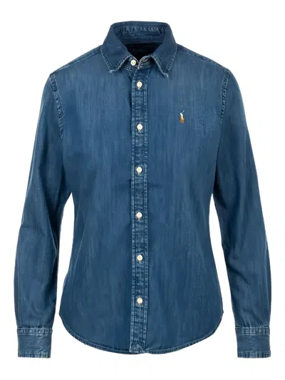 Ralph Lauren Polo Pony-embroidery Shirt In Blue