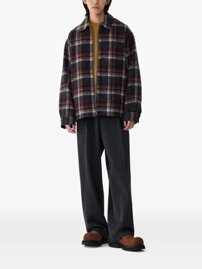 Studio Tomboy Check-pattern Zip Up Jacket In Gray