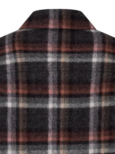 Studio Tomboy Check-pattern Zip Up Jacket In Gray