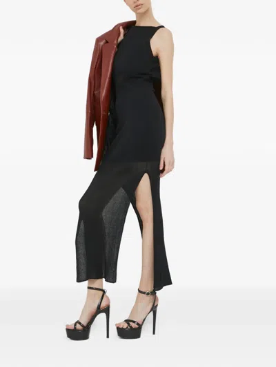 Hugo Boss Backless Side-slit Maxi Dress In Black