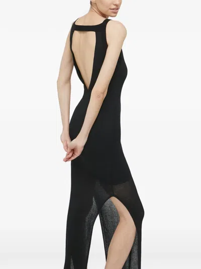 Hugo Boss Backless Side-slit Maxi Dress In Black