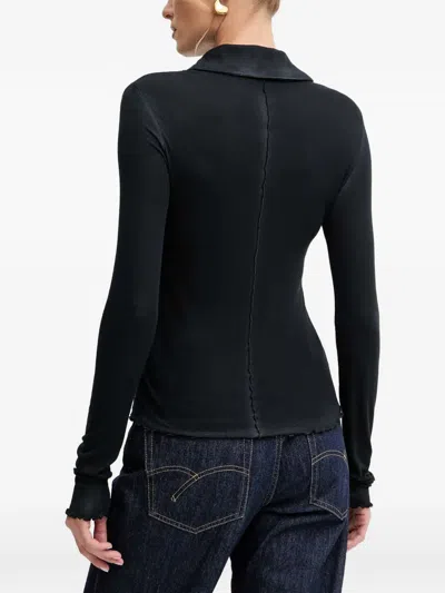 Patrizia Pepe Raised-seam Polo Top In Black