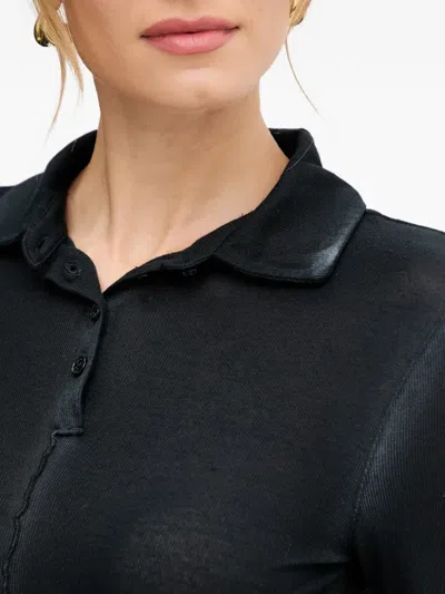 Patrizia Pepe Raised-seam Polo Top In Black