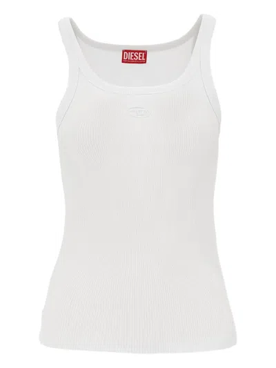 Diesel Ribbed Sleeveless Top In White