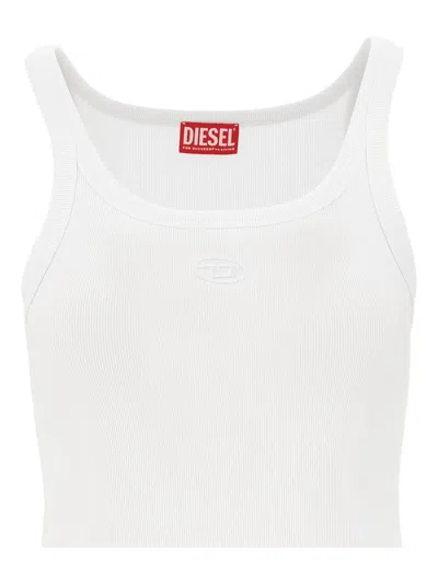 Diesel Ribbed Sleeveless Top In White