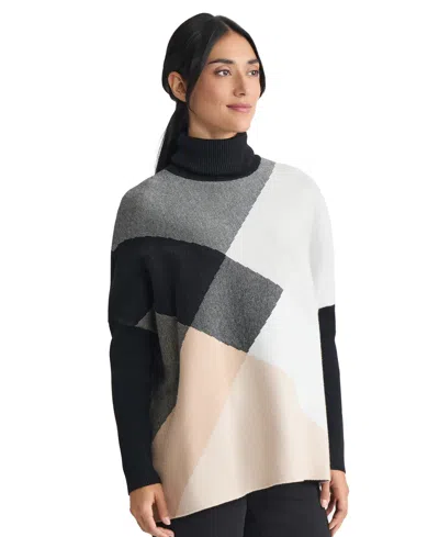 Jones New York Petite Turtle Neck Long Sleeve Sweater In Multi