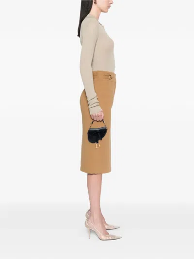 Pre-owned Dior 2021 Micro Goatskin Saddle Satchel In Black