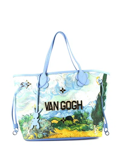 Pre-owned Louis Vuitton X Jeff Koons 2017 Neverfull Masters Van Gogh Canvas Tote Bag In Blue