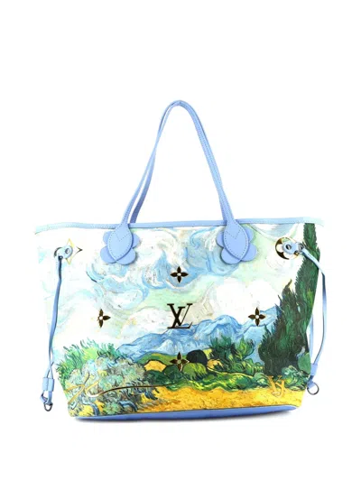 Pre-owned Louis Vuitton X Jeff Koons 2017 Neverfull Masters Van Gogh Canvas Tote Bag In Blue
