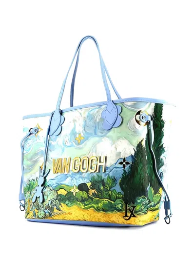 Pre-owned Louis Vuitton X Jeff Koons 2017 Neverfull Masters Van Gogh Canvas Tote Bag In Blue