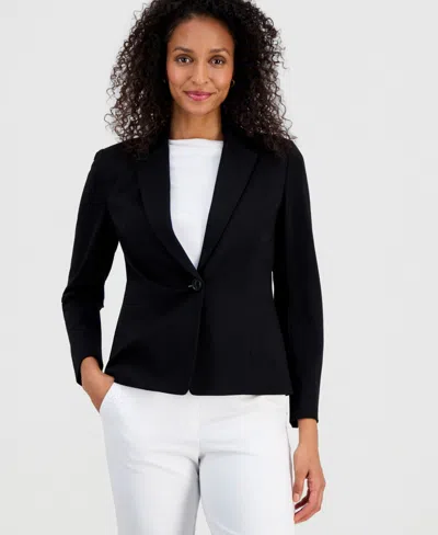 Kasper Compression One-button Long-sleeve Jacket, Regular & Petite In Black