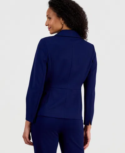 Kasper Compression One-button Long-sleeve Jacket, Regular & Petite In Blue