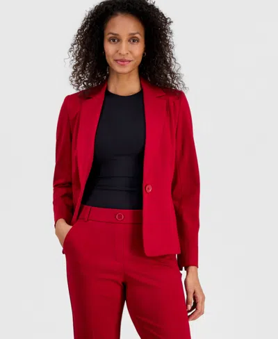 Kasper Compression One-button Long-sleeve Jacket, Regular & Petite In Red