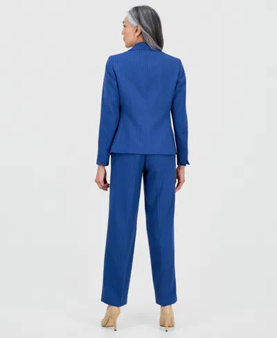 Le Suit Women's Shawl-collar Mid-rise Pantsuit In Blue